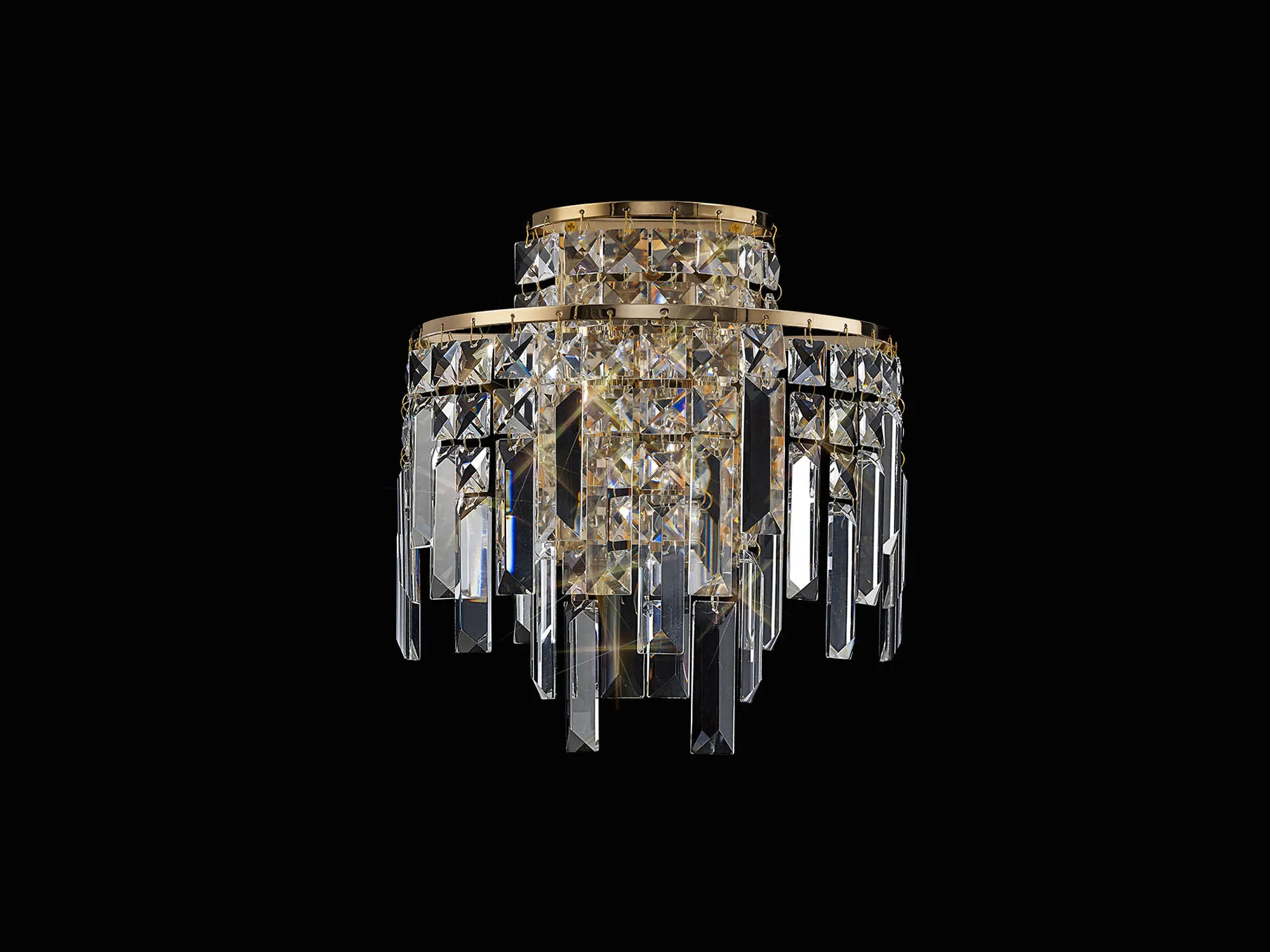 Maddison French Gold Crystal Wall Lights Diyas Flush Crystal Wall Lights